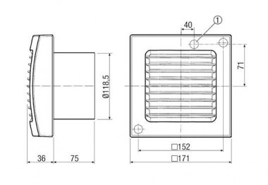 Maico Kleinraumventilator ECA 120 KVZ Innenverschluss, Verzögerungszeit, DN120 