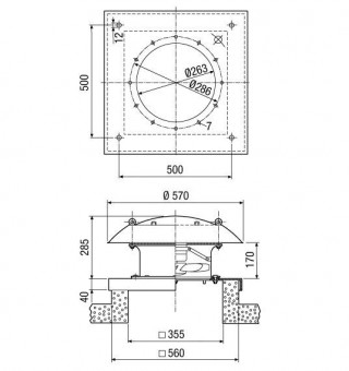 Maico Axial-Dachventilator DZD 25/2 B horizontal ausblasend, Drehstrom, DN250 